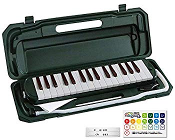 【中古】KC キョーリツ 鍵盤ハーモニカ メロディピアノ 32鍵 モスグリーン P3001-32K/MGR (ドレミ表記シール・クロス・お名前シール付き) e6mzef9