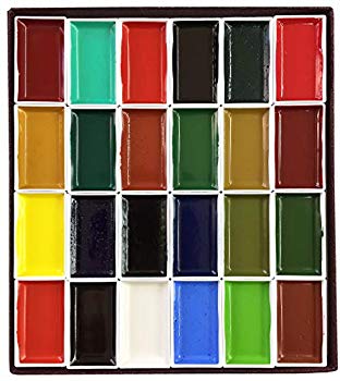 【中古】吉祥 日本画用絵具 角顔彩 上製 24色 6g7v4d0