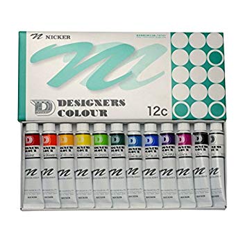 【中古】ニッカー 水彩絵具 デザイナースカラー 12色セット 20ml(6号) 2mvetro