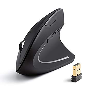 【中古】Anker 2.4G Wireless Vertical Ergonomic Optical Mouse USB 800 / 1200 / 1600DPI 5 Buttons - Black