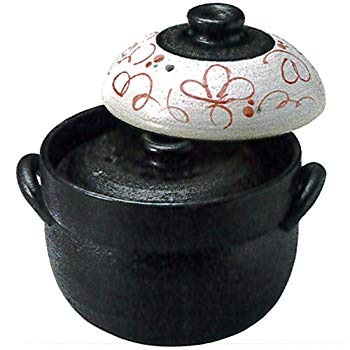 【中古】(未使用・未開封品)　三陶 萬古焼 炊飯鍋 赤絵散らし2合炊きご飯釜 ホワイト 17x16.5cm 1100cc 148516 52-14851 直火炊飯専用ご飯土釜 qdkdu57