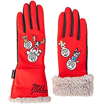 【中古】(未使用・未開封品)　MU SPORTS(エム ユースポーツ) ゴルフグローブ 2018AW フリース両手グローブ レディース 703W6812 レッド M bt0tq1u