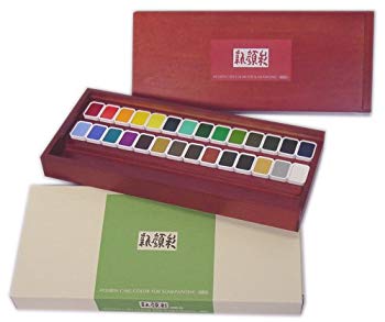 【中古】ホルベイン 日本画用絵具 新顔彩 28色セット N353 2mvetro