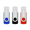 【中古】Exmapor USBメモリ 32GB 回転式 ストラップホール付き 3個セット(赤、黒、青) z2zed1b