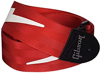 【中古】Gibson ASGSBL-20 ギター・ベース用 ストラップ Lightning Bolt Style 2” Safety Strap Ferrari Red (ギブソン) cm3dmju