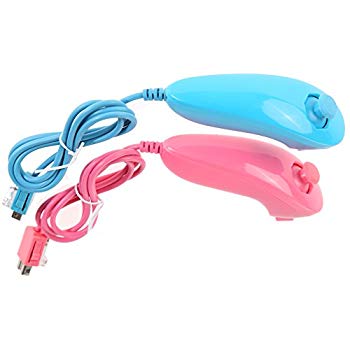 【中古】2個セット　ニンテンドー Wii リモコン用 ヌンチャク　Nintendo Wii対応　耐用的　男女兼用 　ピンク＋ライトブルー セット ggw725x