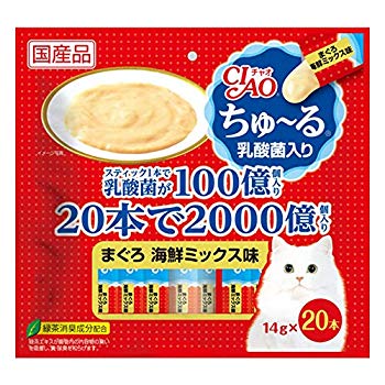 【中古】(未使用・未開封品)　CIAO(チャオ) ちゅ〜る 乳酸菌入りまぐろ海鮮ミックス味 20本入り 6k88evb