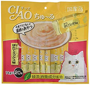 【中古】(未使用・未開封品)　チャオ (CIAO) 猫用おやつ ちゅ~る まぐろ ほたてミックス味 14g×20本入 kmdlckf