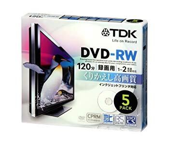 【中古】TDK 録画用DVD-RW デジタル放送録画対応(CPRM) インクジェットプリンタ対応 1-2倍速 5mmスリムケース 5枚パック DRW120DPA5U 6g7v4d0