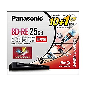 【中古】パナソニック 2倍速ブルーレイディスク(書換)25GB10枚 50GB1枚P LM-BE25W11S ggw725x