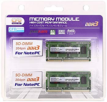 【中古】CFD販売 Panram ノートPC用 DDR3 メモリー 16GB 8GB×2枚 PC3-10600 204pin SO-DIMM W3N1333PS-8G 9jupf8b