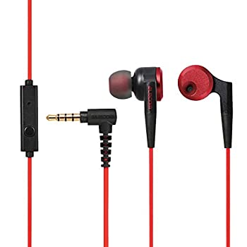 【中古】【非常に良い】エレコム ステレオ イヤホン カナル φ10mm ドライバー マイク付き 重低音 GrandBass レッド EHP-GB100MRD