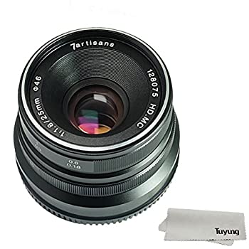 【中古】7artisans 25mm F1.8 マニュアルフォーカスレンズ Sony Eマウントカメラ用 A7 A7II A7R A7RII A7S A7SII A6500 A6300 A6000 A5100 A5000 EX-3 NEX-3N NEX-3R NEX-F3K NEX-5 NEX-5N - ブラック
