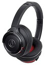 【中古】【非常に良い】audio-technica ワイヤレスヘッドホン Bluetooth マイク付き 重低音 密閉型 ブラックレッド ATH-WS660BT BGD(2)