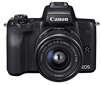 【中古】【非常に良い】Canon キヤノン ミラーレス一眼カメラ EOS Kiss M ブラック レンズキット EF-M15-45 IS STM付属 EOSKISSMBK-1545ISSTMLK-A