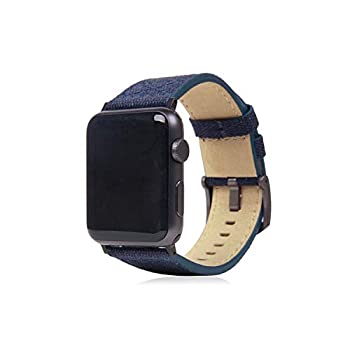 【中古】【非常に良い】SLG Design Apple Watch 42mm 44mm用 バンド キャンバス地 本革 Wax Canvas ネイビー アップルウォッチ ベルト series1 series2 series3 series4