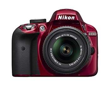 š(̤ѡ̤)Nikon D3300 24.2 MP CMOS Digital SLR with AF-S DX NIKKOR 18-55mm f/3.5-5.6G VR II Zoom Lens (Red)