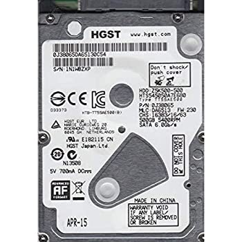 【中古】【非常に良い】500GB HGST HDD Travelstar Z5K500シリーズ 2.5インチ SATA600 5400rpm 8MB 7mm厚 4Kセクター バルク HTS545050A7E680