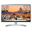 【中古】(未使用・未開封品)LG モニター ディスプレイ 27UL850-W 27インチ/4K/DisplayHDR400/IPS非光沢/USB Type-C、DP、HDMI×2/スピーカー/FreeSync/高さ調節、ピボット /