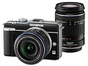 【中古】OLYMPUS マイクロ一眼 PEN E-PL1ダブルズームキット ブラック E-PL1 TLMK BLK