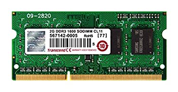 【中古】Transcend ノートPC用メモリ PC3-12800 DDR3 1600 2GB 1.5V 204pin SO-DIMM TS256MSK64V6N