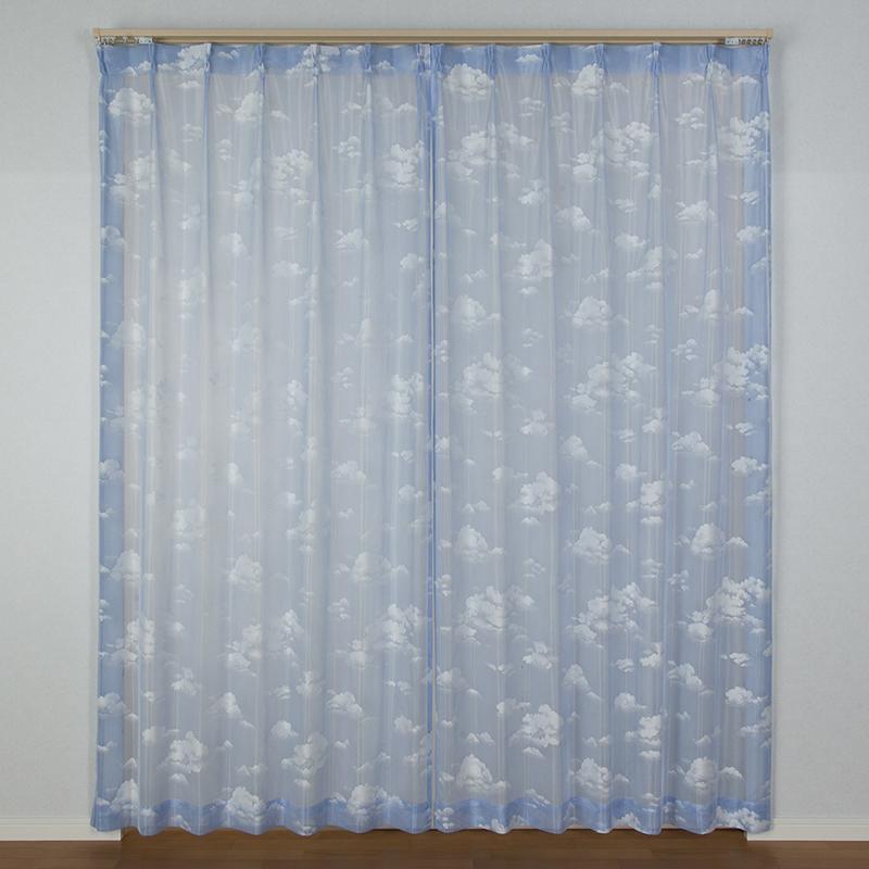 レースカーテン カラーレース ドリーム 雲 子供部屋 ペアレース