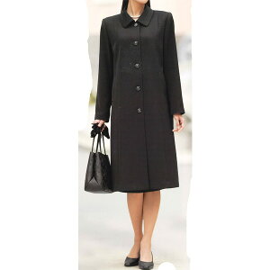 【送料無料】【Margurite Roman】フォーマルブラック・コート　ショールカラー・ロング 【M・L・LL】【日本製】30代 40代 50代 60代のミセス・シニアファッション