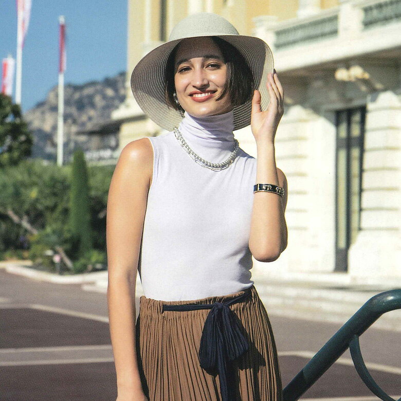 乐天商城 - 【送料無料】【CHIFFON】天使の綿シフォンハイネック　ノースリーブ【M/L】【コットン】【ストレッチ】