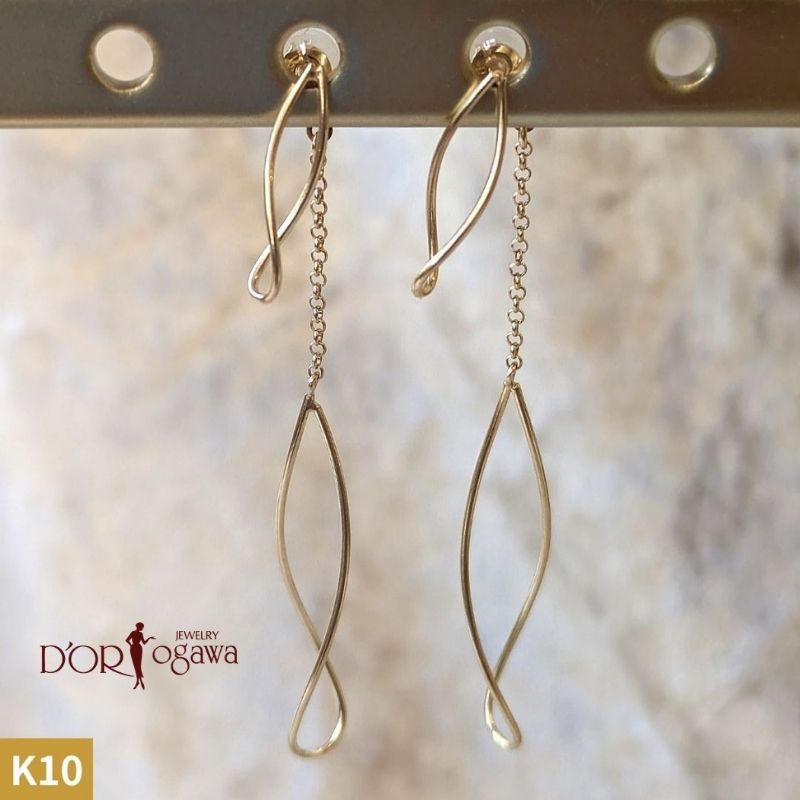 Rakuten - K10 イエローゴールド ピアス ゴールド 地金 メタル アクセサリー k10 10K k10YG Gold 金 10金 金属アレルギー対応 シンプル 華奢 耳飾り 揺れる ゆれる バック キャッチ ピアス 送料無料 日本製