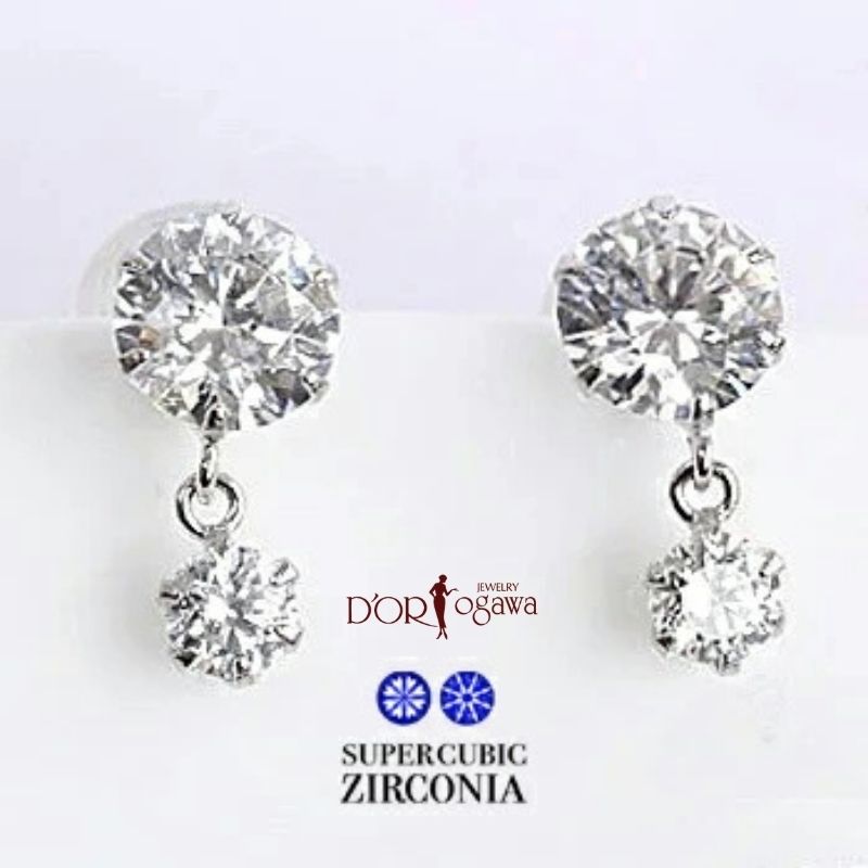 プラチナ CZ スーパーキュービックジルコニア ピアスPt900 揺れる CZ ダブルピアス シンプル ラッピング無料 売れ筋 人気 キラキラ 結婚式 デート 普段使い フォーマル カジュアル 2ストーン 2粒