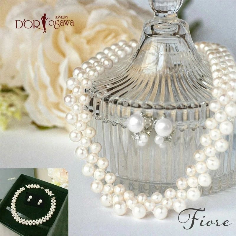 Fiore 淡水パール ピアス or イヤリング ネックレス セット 淡水真珠 パール 真珠 イヤリング ピアス ネックレス パールセット 華やか 大ぶり 大きめ マグネット 着脱簡単 パーティー 結婚式 6月の誕生石