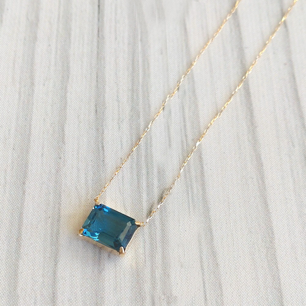 《太めのチェーンも選べます！》 K10 / 18YG ロンドン ブルートパーズ ネックレス送料無料 日本製 天然石 パワーストーン K18 10K K10 10金 金属アレルギー対応 11月 誕生石 ペンダント ブルートパーズ 2