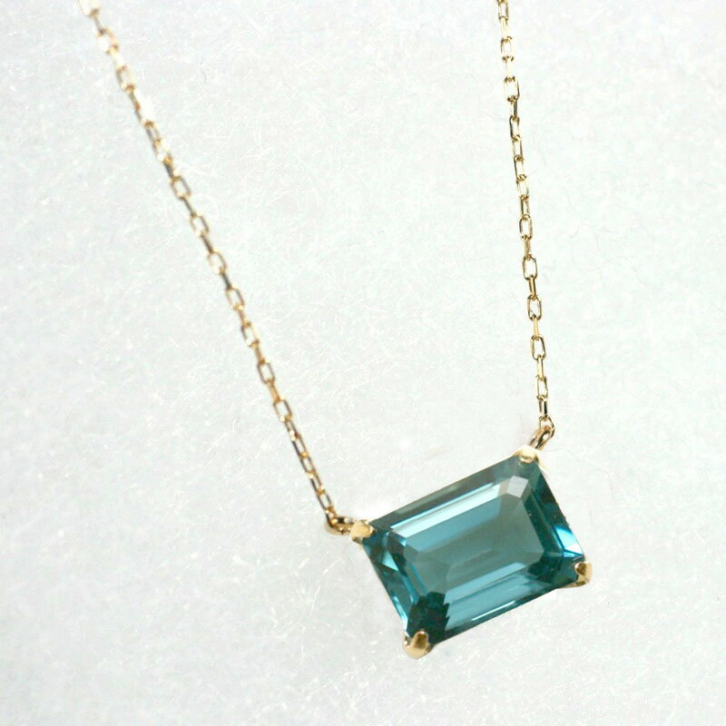 《太めのチェーンも選べます！》 K10 / 18YG ロンドン ブルートパーズ ネックレス送料無料 日本製 天然石 パワーストーン K18 10K K10 10金 金属アレルギー対応 11月 誕生石 ペンダント ブルートパーズ 3