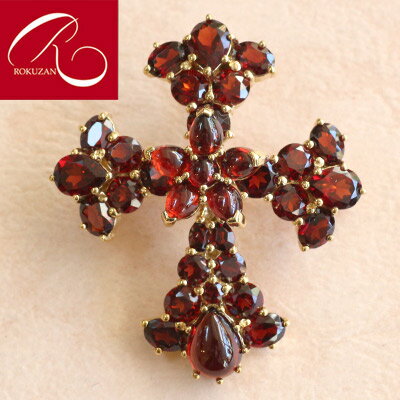 在庫完売後35,400円【碌山】 シルバー ガーネット ブローチ&ペンダントトップ ロクザン シルバー925 シルバー ガーネット クロス 十字架 アンティーク...