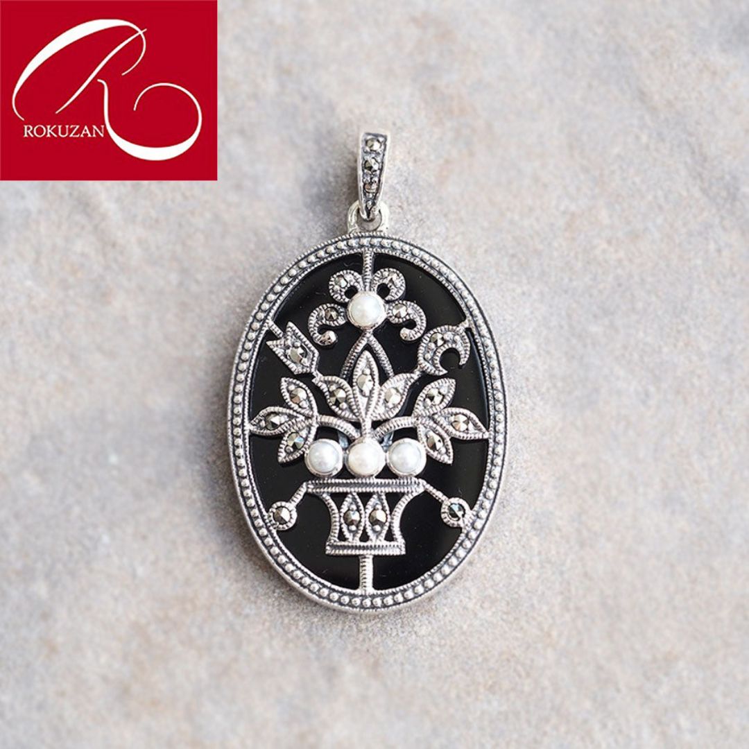 【碌山】シルバー オニキス & シードパール パンテュール ペンダントヘッド ギフト プレゼント ギフト 妻 彼女 友人 母親 40代 50代 60代 70代 ...