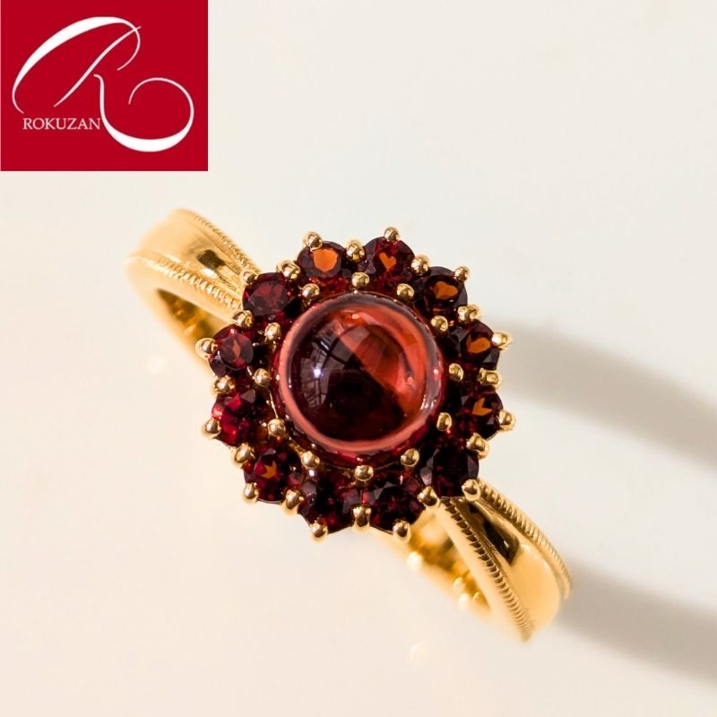在庫完売後18600円【碌山】シルバー ガーネット ダリア リング碌山 Rokuzan ロクザン SV925 silver シルバージュエリー アンティークジュエリー アクセサリー アンティーク調 誕生石 天然石 パワーストーン