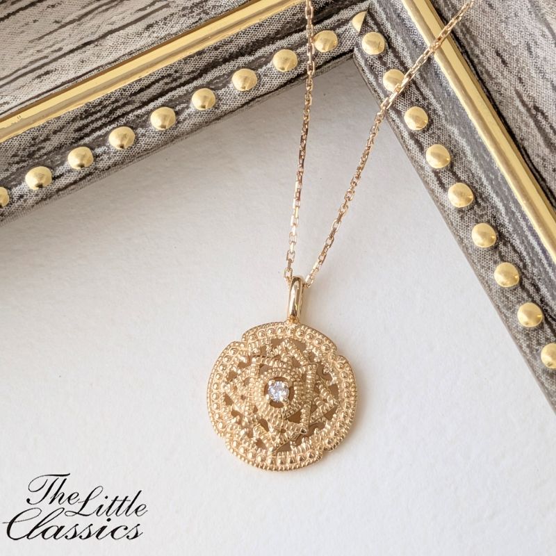 Rakuten - 【碌山】リトルクラシックス K10 k18 イエローゴールド ダイヤモンド サークル ネックレスThe Little Classics Rokuzan ロクザン10K 10金 gold K10YG 4月 誕生石 アンティーク