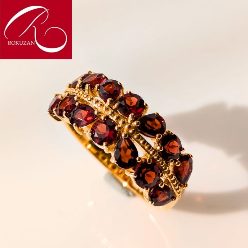 【碌山】シルバー ガーネット リングSV925 silver シルバージュエリー アクセサリー アンティークジュエリー アンティーク調 1月 誕生石 天然石 柘榴石 還暦 赤宝石 指輪 トラベルジュエリー 送料無料