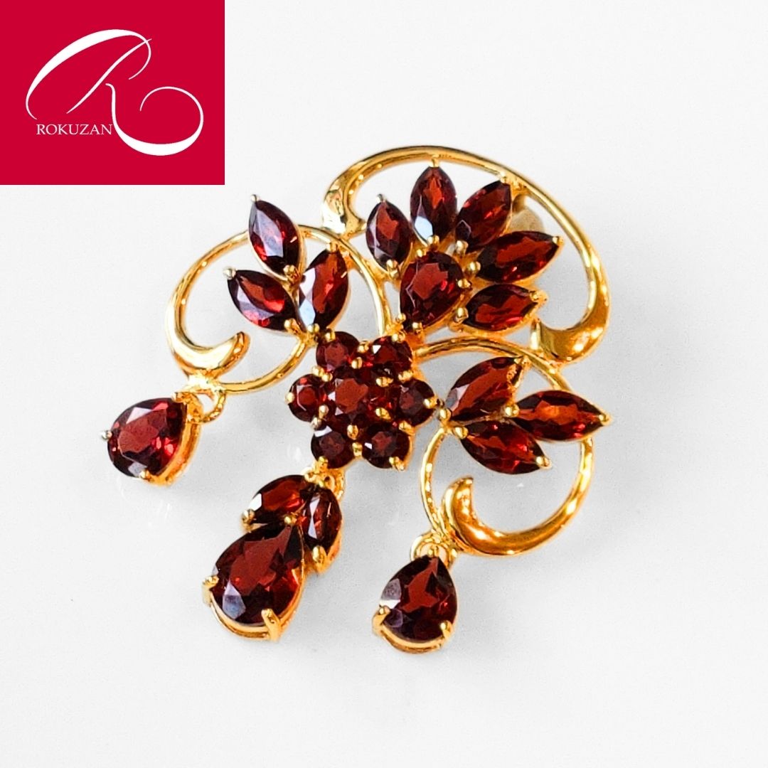 【ブラックフライデークーポン有】【碌山】 シルバーガーネットペンダントトップ1月誕生石 ギフト プレゼント 柘榴石 守護石 誕生日 還暦 ロクザン アンティークデザイン Overseas Delivery トラベルジュエリー