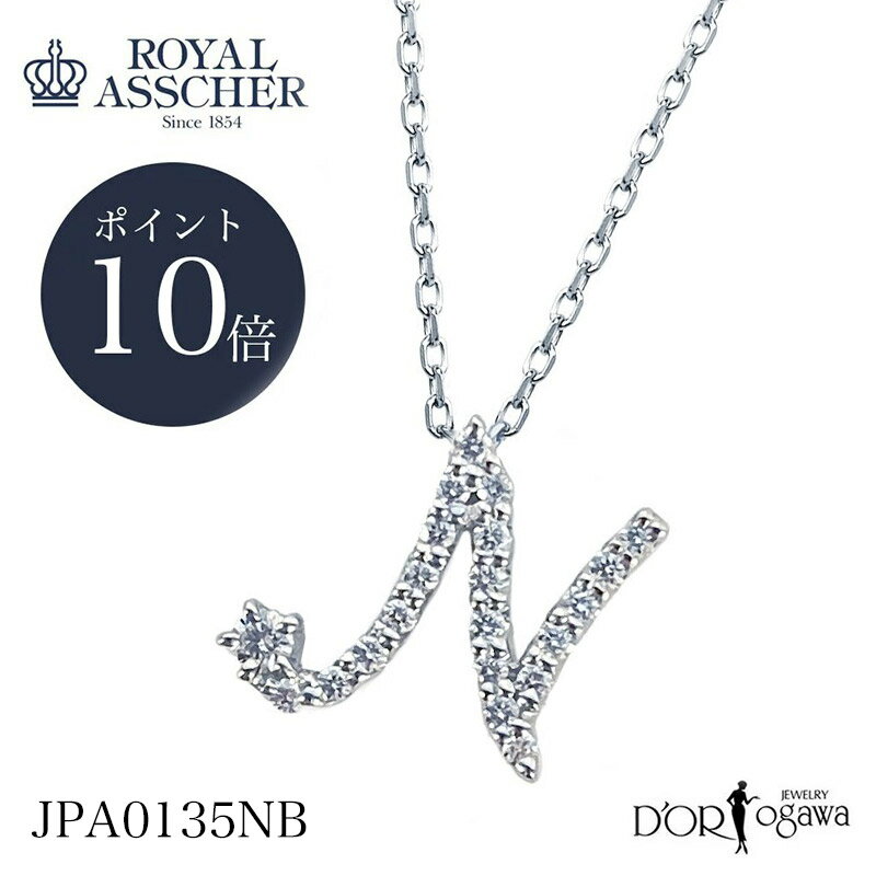 イニシャルネックレス 【ポイント10倍】ロイヤルアッシャー イニシャルシリーズ N ダイヤモンド イニシャル ネックレス JPA0135NB イニシャルPt950 正規品 ROYAL ASSCHER 新品 正規取扱店 PT プラチナ ギフトコレクション