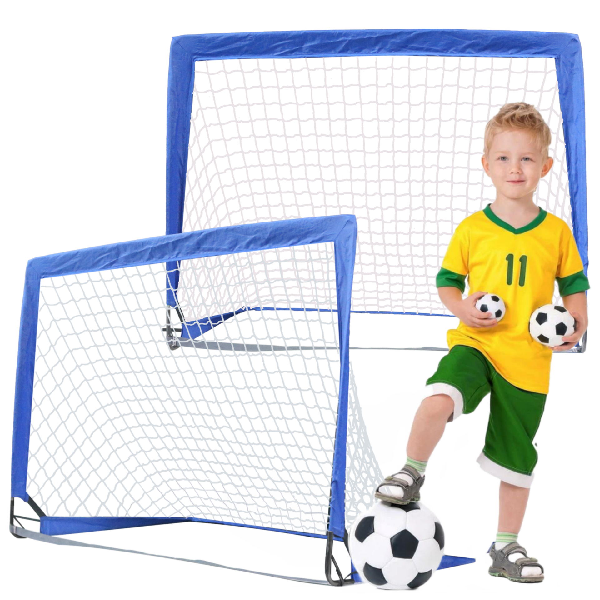 サッカーゴール 子供用 2個セット 折りたたみ 設置簡単 120x90cm 収納バッグ付き 室内 屋外兼用