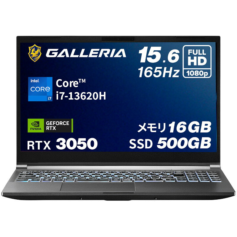 ガレリア ゲーミングノートPC ノートパソコン Core i7-13620H RTX 3050 メモリ 16GB / SSD 500GB Windows 11 Home 15.6インチ 165Hz GALLERIA RL7C-R35-5N 15968-3529