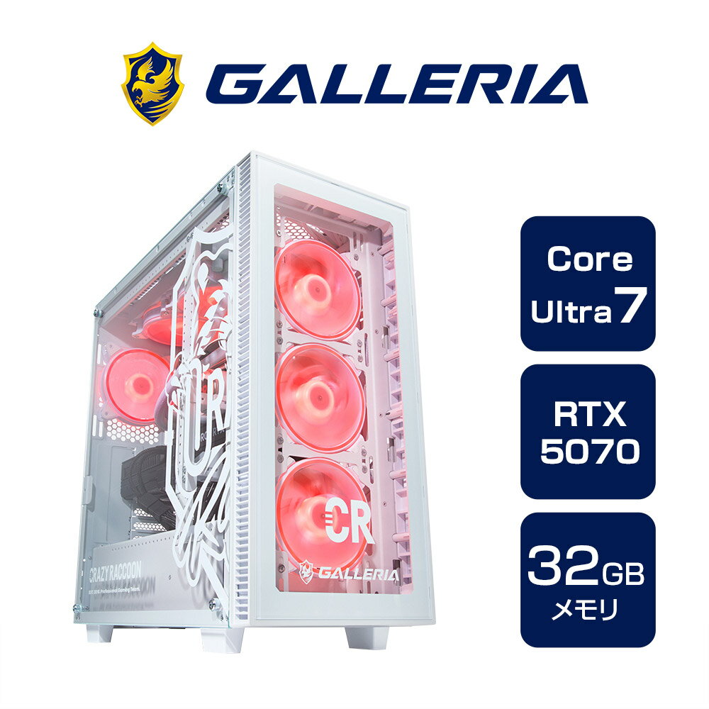 Galleria Gaming PC Desktop Computer Core Ultra 7 265F RTX 5070 32GB RAM / 1TB SSD Windows 11 Home GALLERIA CRA7C-R57 Crazy Raccoon Collaboration Model 17958-4384