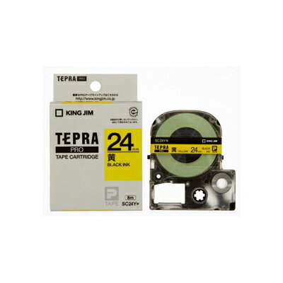キングジム　テプラ　PROテープカートリッジ　カラーラベル　パステル　幅：24mm（黄テープ／黒文字）