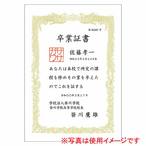 ササガワ OA対応賞状用紙 横書用 10枚パック タカ印 A4判（白）