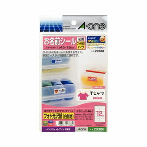 エーワン　はがきサイズのプリンタラベル　お名前シール　12面