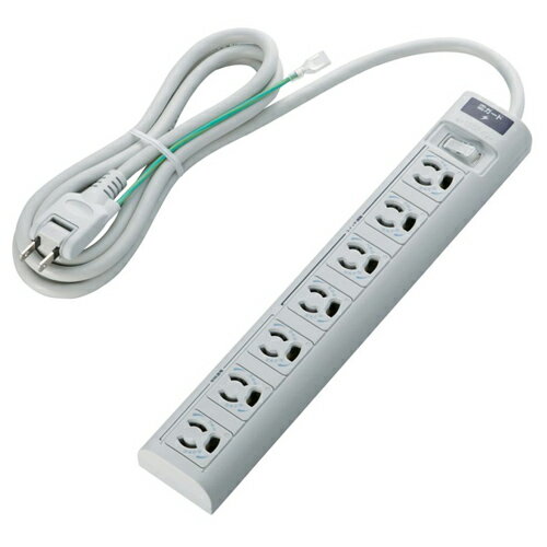 エレコム RoHs準拠OAタップ 3P 7個口 2Pスイングプラグ 雷ガード 2m グレー（グレー）