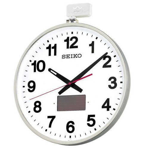 セイコー　屋外・防雨型ソーラー電波掛時計（銀色）