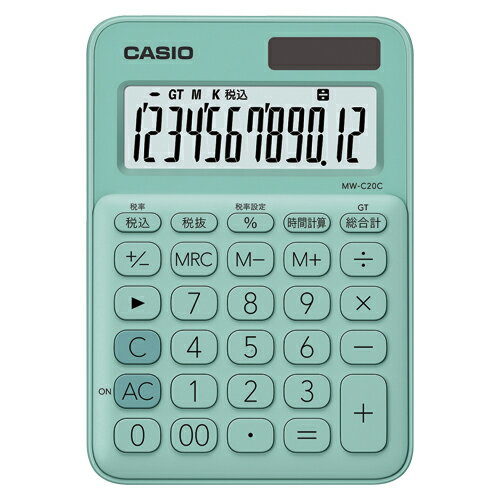 カシオ 電卓 ミニジャスト 12桁(ミントグリーン) カシオ 電卓 ミニジャスト 12桁(ミントグリーン)