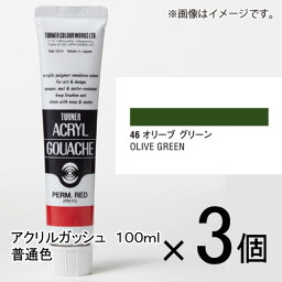 ターナー　アクリルガッシュ　100ml　A色　＃46　1セット（3個入）（ オリーブグリーン）